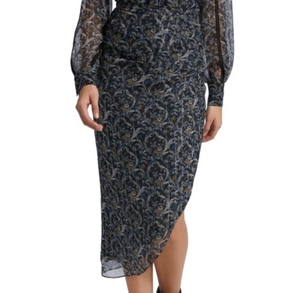 Veronica Beard -  Herst Silk Midi Skirt size 14 NEW silk chiffon gathered ruched